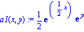 a1(x, y) := 1/2*exp(1/2*x)*exp(y)